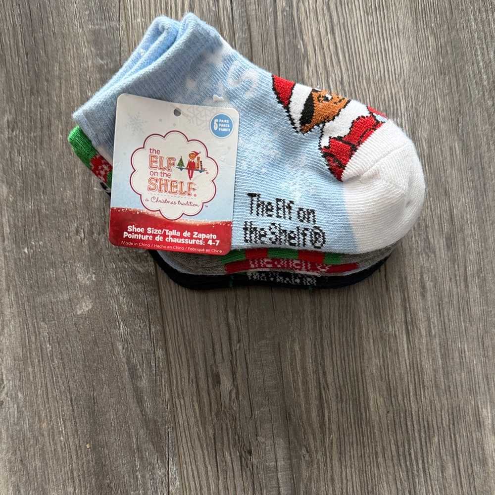 Elf on the Shelf Holiday Socks - Blue and White